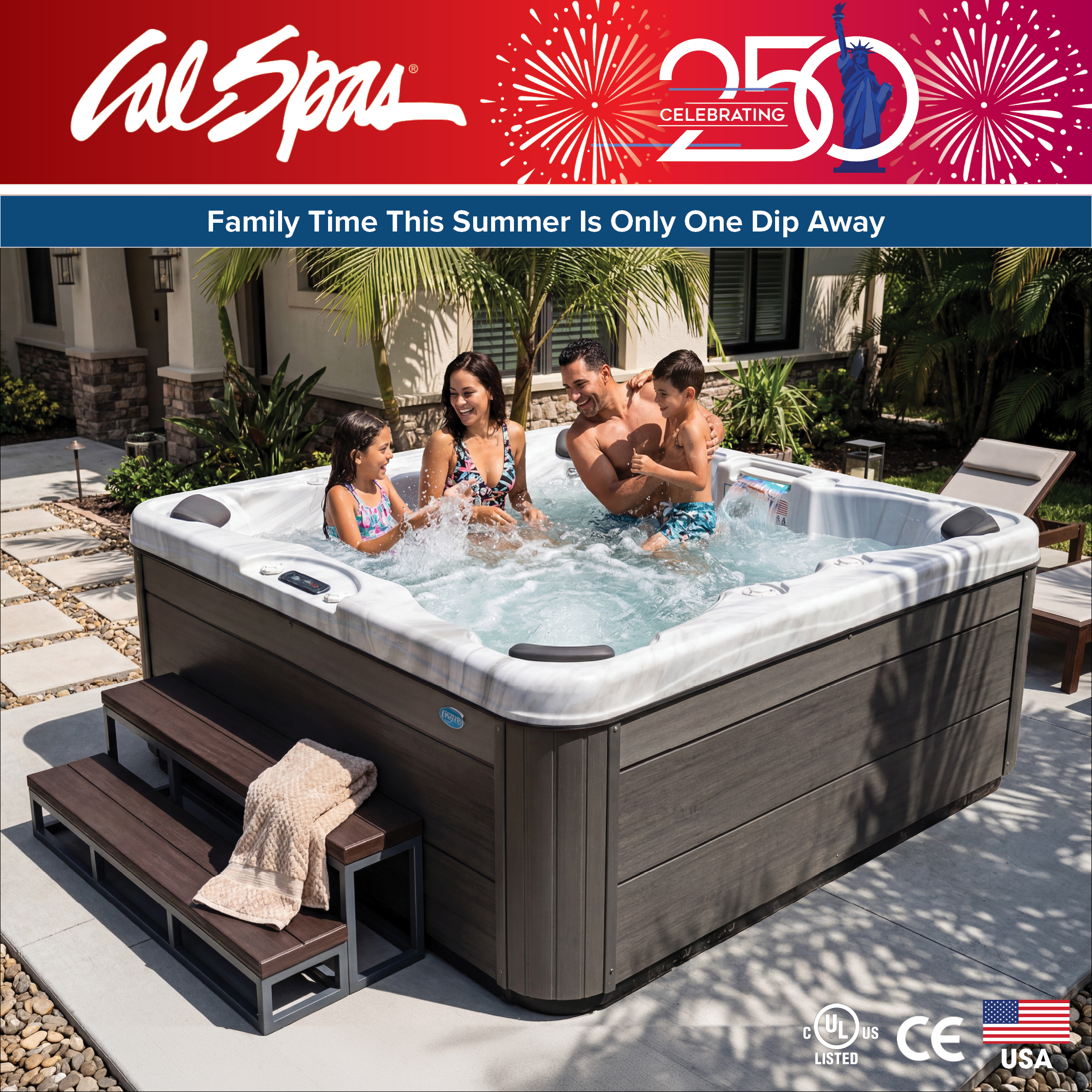 Calspas hot tub being used in a family setting - Fort Worth